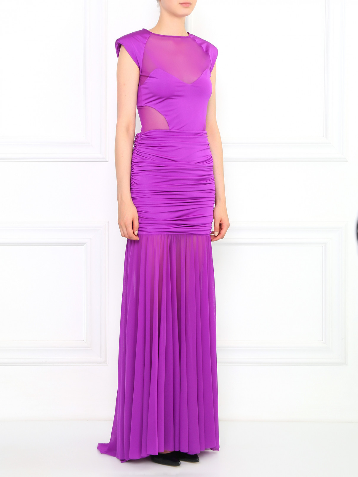 Платье-макси со шлейфом VELOUDAKIS  –  Модель Общий вид  – Цвет:  Фиолетовый