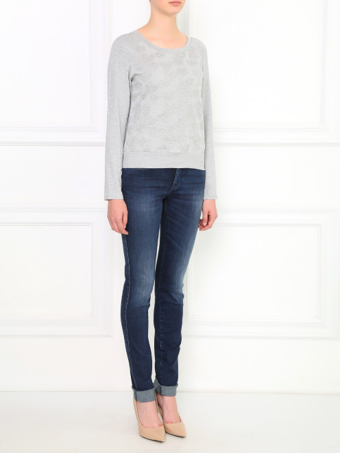 Джемпер из хлопка с аппликацией Armani Jeans - Модель Общий вид