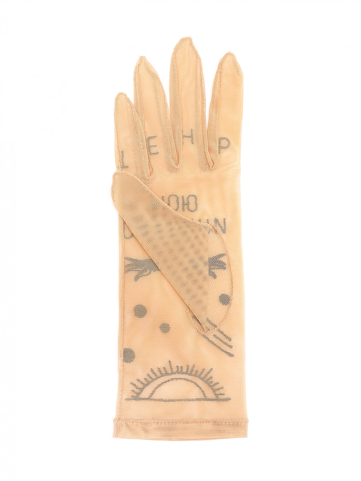 Перчатки из сетки с вышивкой Glove.me  –  Обтравка1  – Цвет:  Бежевый