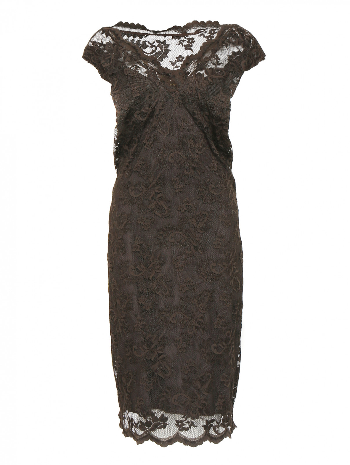Кружевное платье-футляр Olvi's  –  Общий вид  – Цвет:  Коричневый