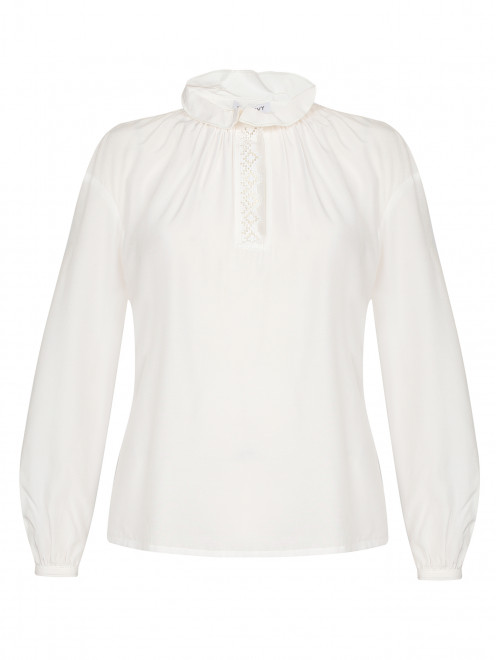 Блуза из хлопка и шелка с вышивкой - Общий вид