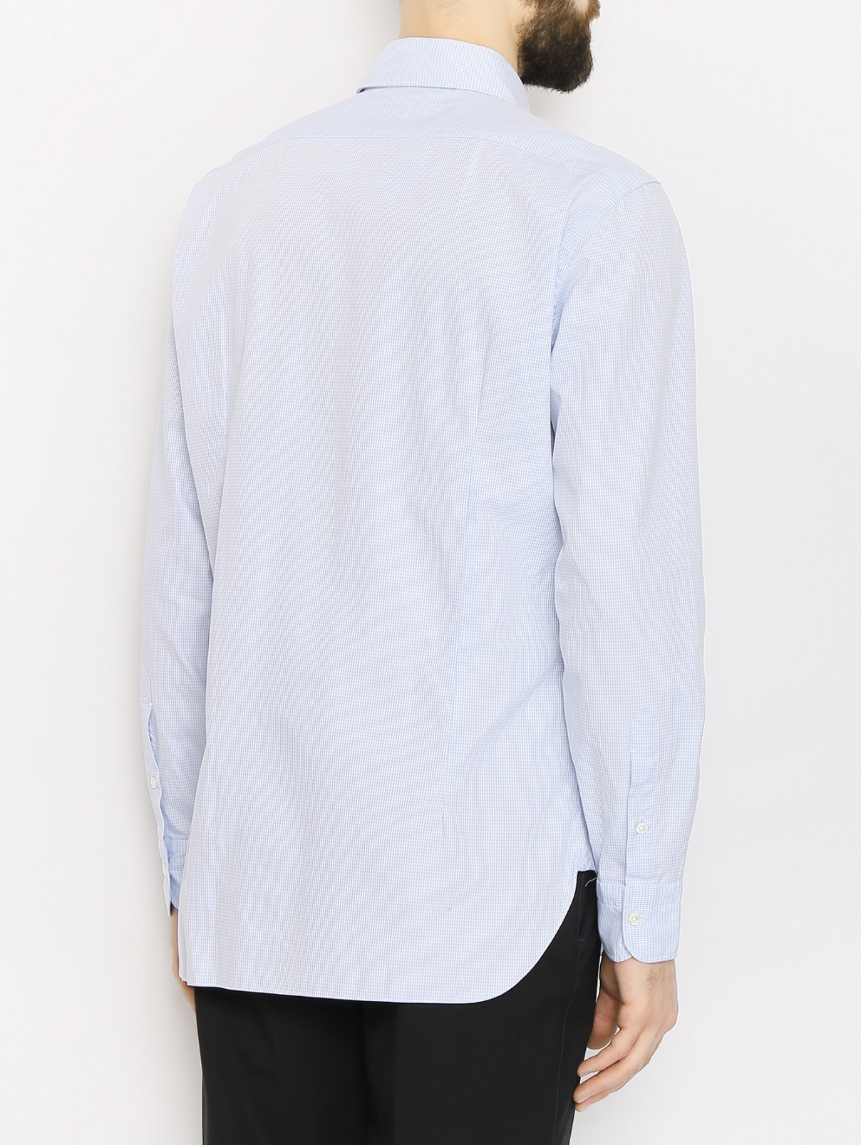 Рубашка из хлопка с узором Barba Napoli  –  МодельВерхНиз1  – Цвет:  Синий