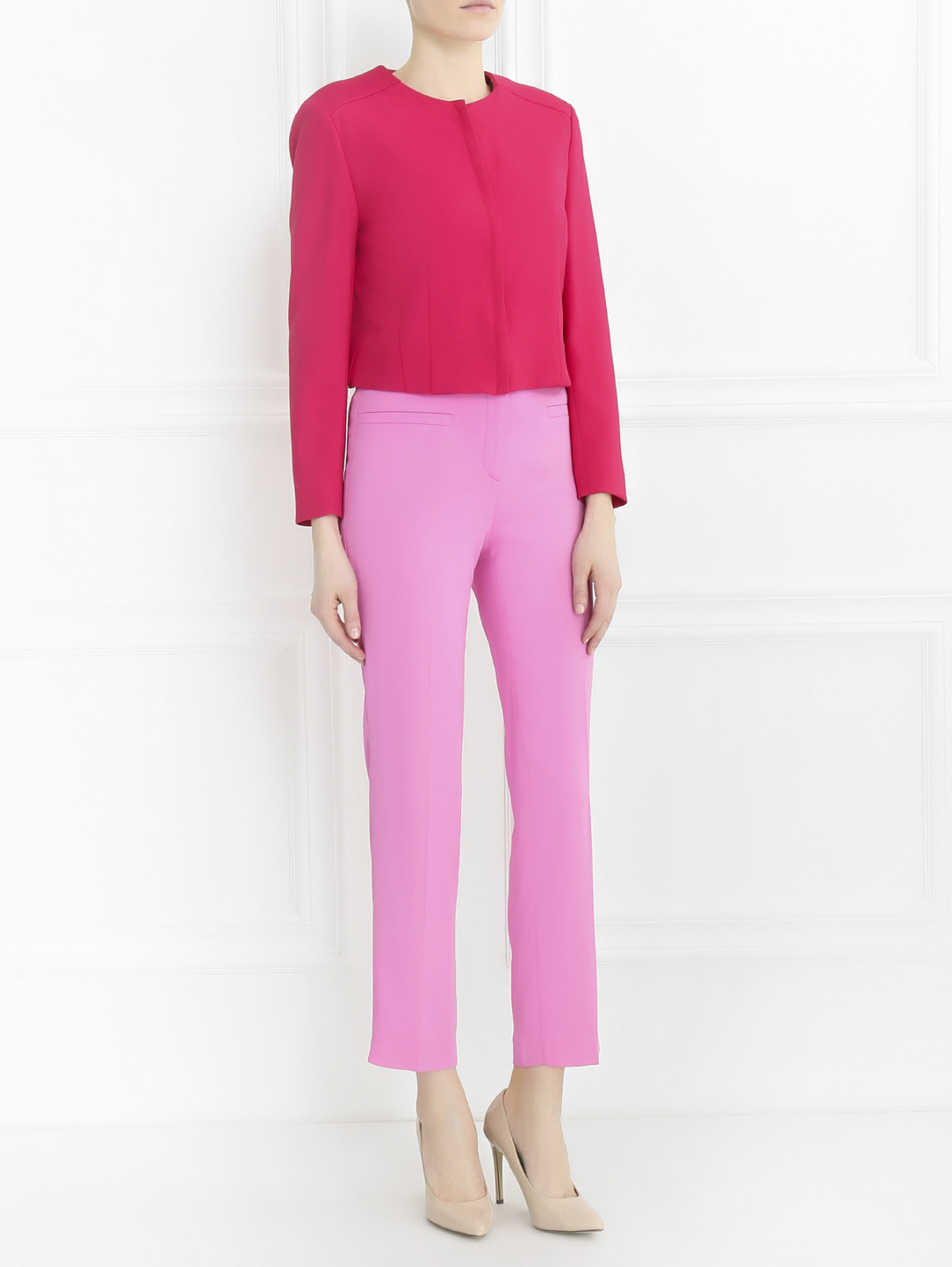 Укороченные брюки прямого кроя из вискозы Versace 1969  –  Модель Общий вид  – Цвет:  Розовый