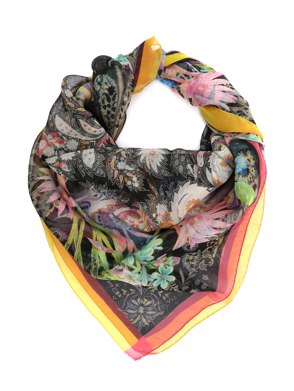 Шаль шелковая с цветочным узором Etro  –  Общий вид