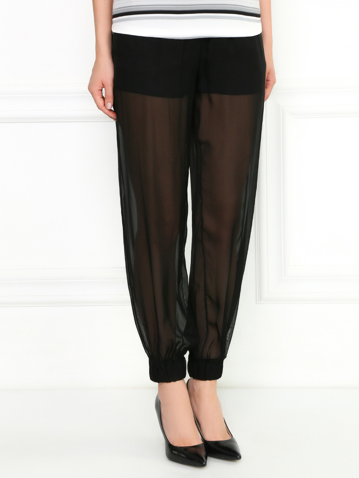 Прозрачные брюки на резинке Jay Ahr  –  Модель Верх-Низ  – Цвет:  Черный
