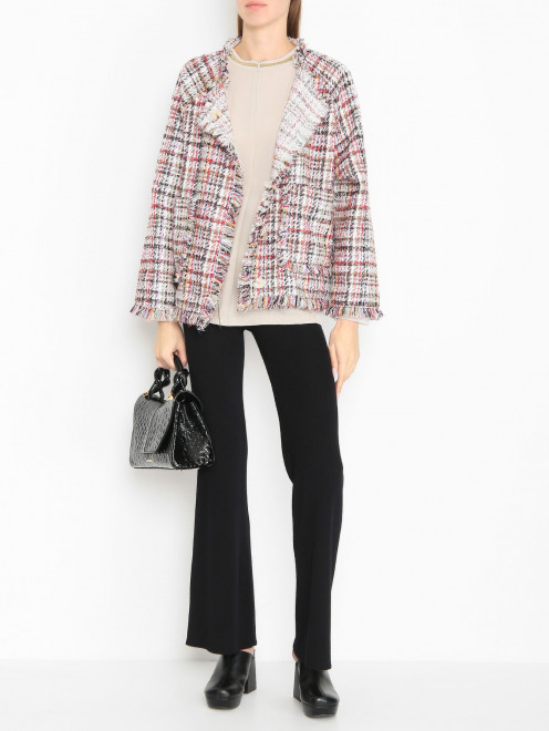 Комбинированная блуза из шерсти и шелка с декором Fabiana Filippi - МодельОбщийВид