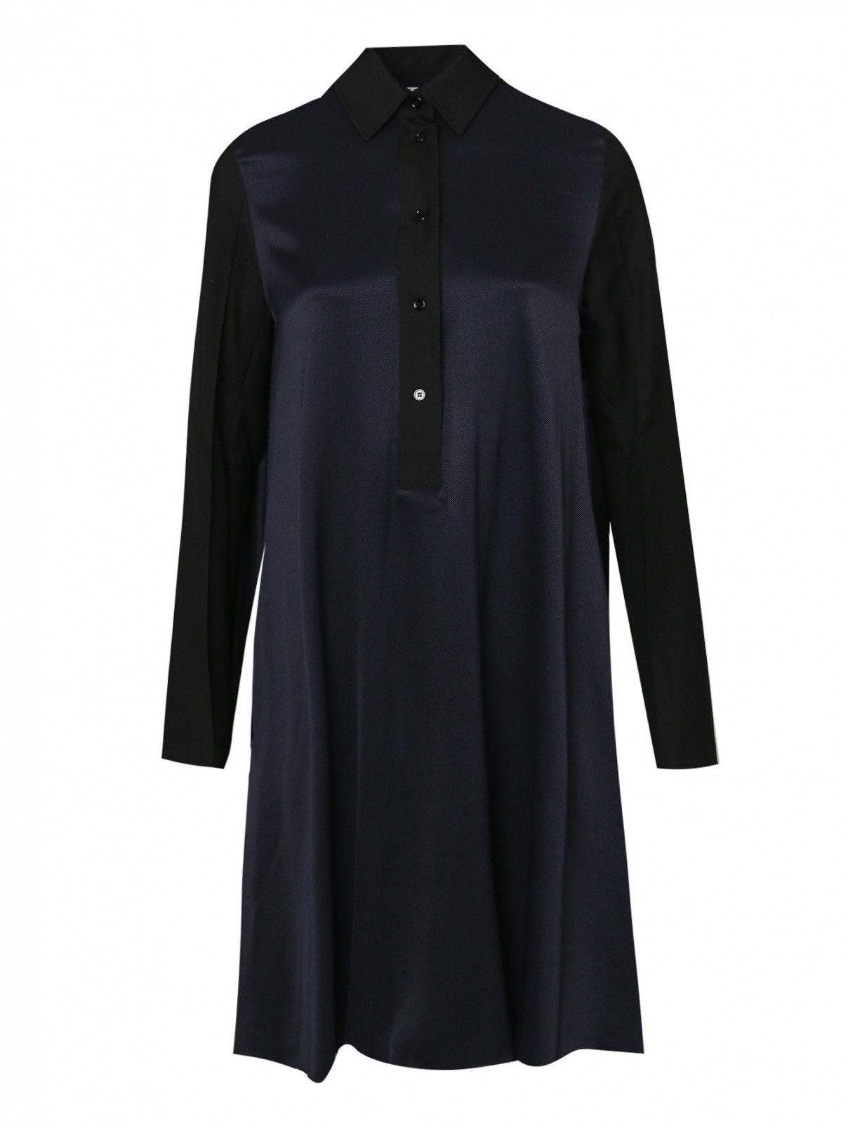 Платье-рубашка свободного кроя Nina Ricci  –  Общий вид  – Цвет:  Синий