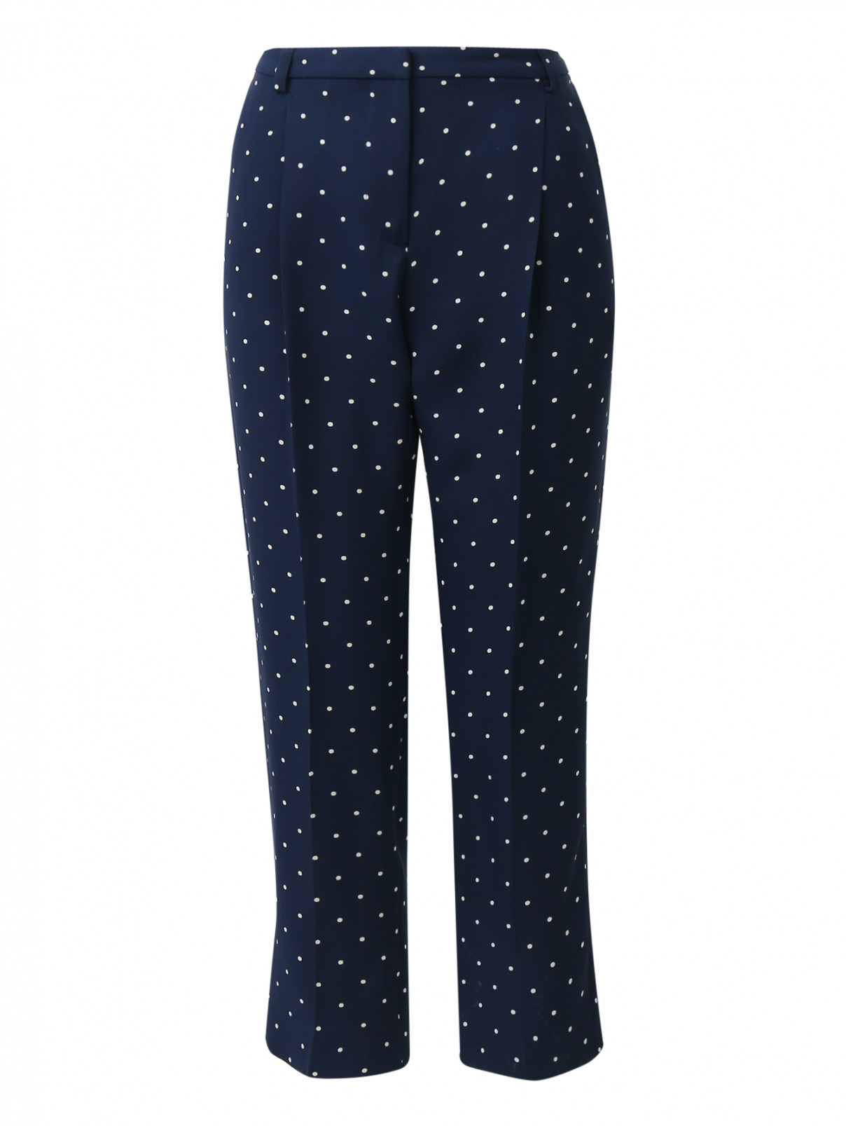 Укороченные брюки из шелка с узором "горох" Vilshenko  –  Общий вид  – Цвет:  Синий