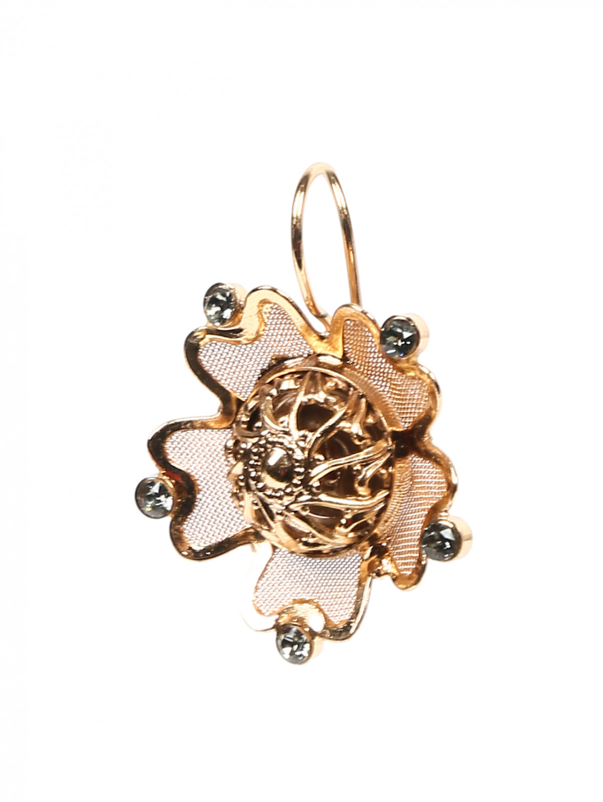 Серьги в виде цветка декорированные кристаллами Dueci Bijoux  –  Обтравка1  – Цвет:  Золотой