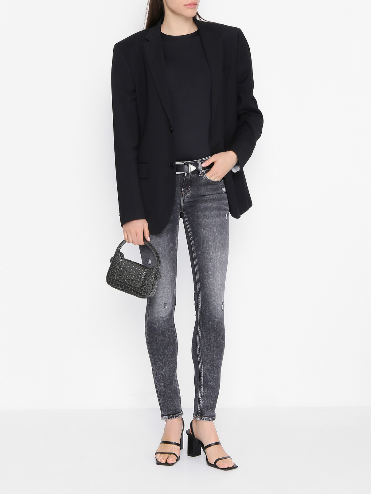 Зауженные джинсы из смешанного хлопка Calvin Klein Jeans  –  МодельОбщийВид
