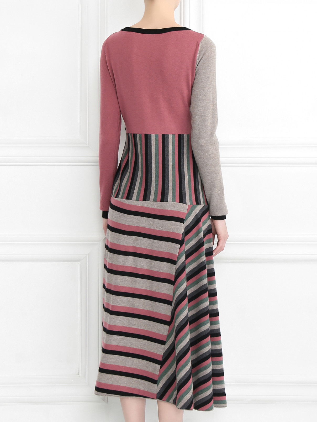 Платье-миди из шерсти с узором "полоска" I'M Isola Marras  –  Модель Верх-Низ1  – Цвет:  Узор