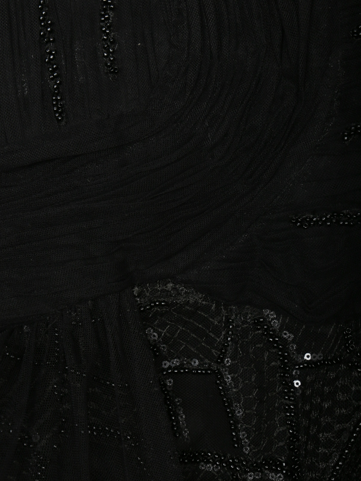 Платье макси с корсетом , пышной юбкой и вышивкой бисером по всему изделию Gaby Charbachi  –  Деталь1  – Цвет:  Черный