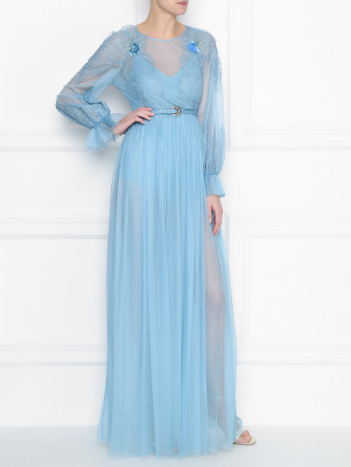 Платье-макси с кружевным узором Elisabetta Franchi - МодельОбщийВид