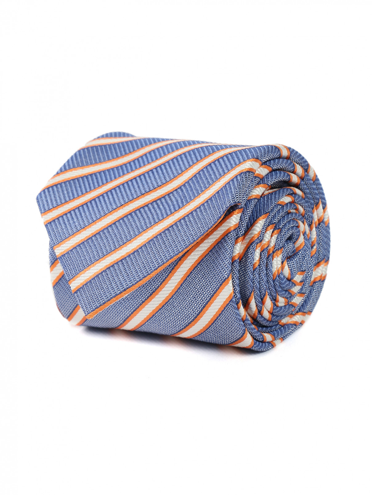 Галстук из шелка с узором полоска Pal Zileri  –  Общий вид  – Цвет:  Синий