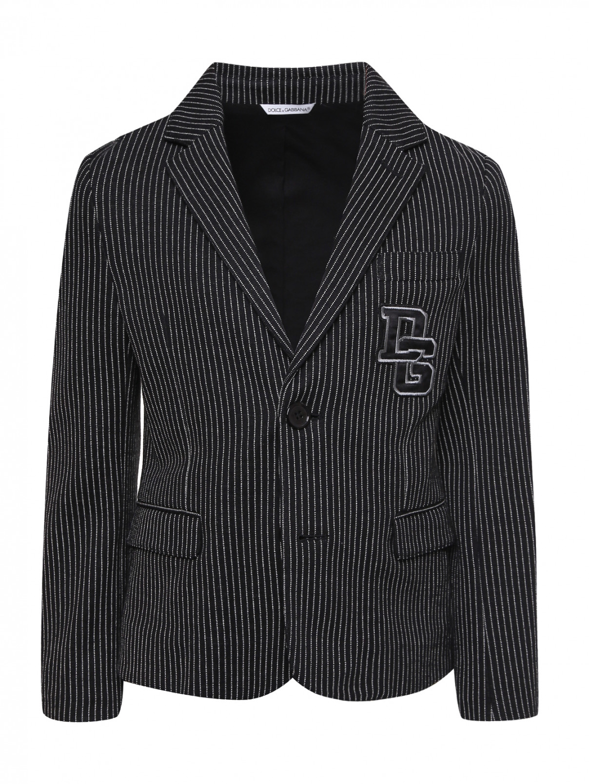 Пиджак трикотажный в полоску Dolce & Gabbana  –  Общий вид  – Цвет:  Черный