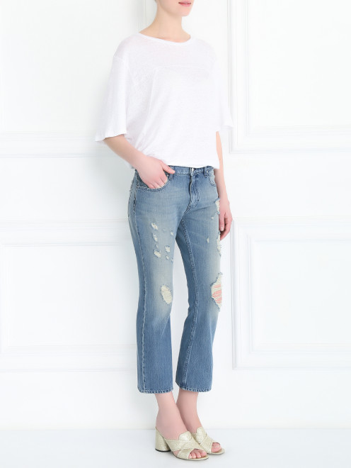 Укороченные джинсы из светлого денима с потертостями Iro - Модель Общий вид