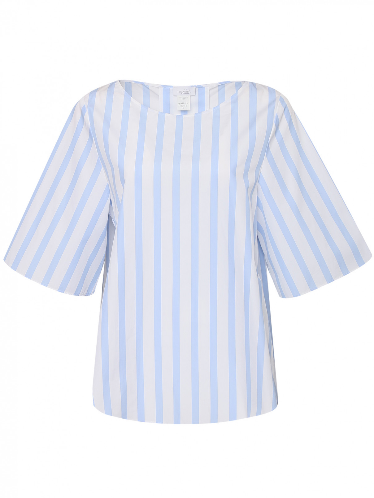 Блуза из хлопка свободного кроя с узором полоска Van Laack  –  Общий вид  – Цвет:  Узор
