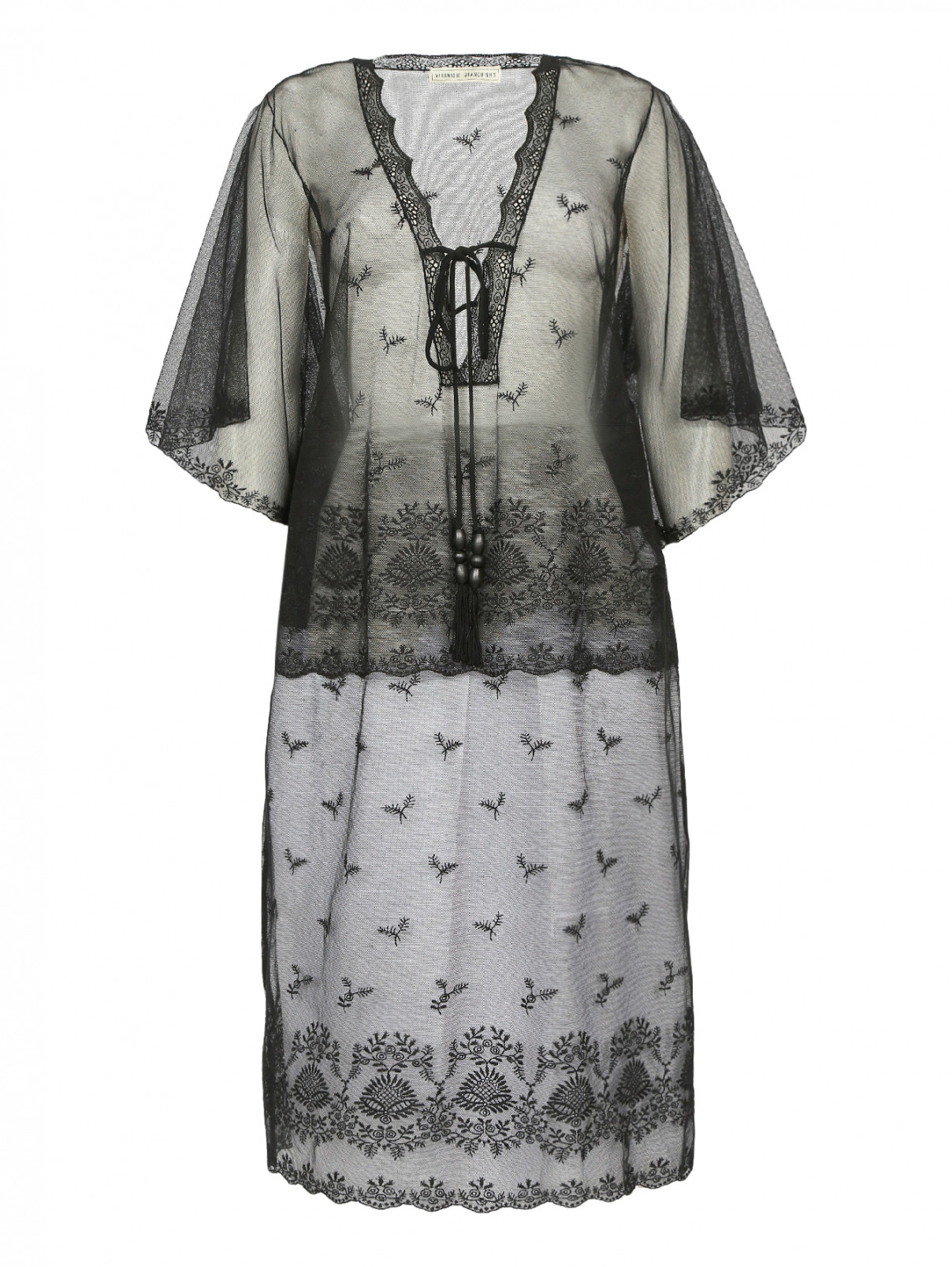 Платье свободного кроя с вышивкой Veronique Branquinho  –  Общий вид  – Цвет:  Черный