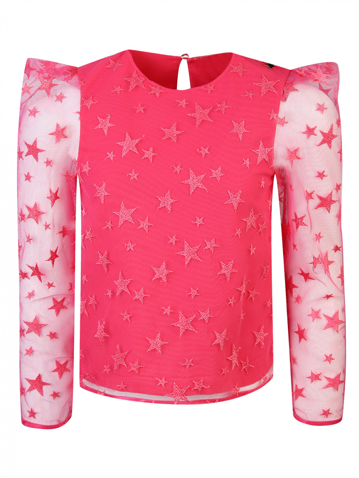 Блуза из сетки с вышивкой Elisabetta Franchi  –  Общий вид  – Цвет:  Фиолетовый