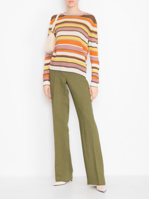 Брюки из льна прямого кроя Max Mara - МодельОбщийВид