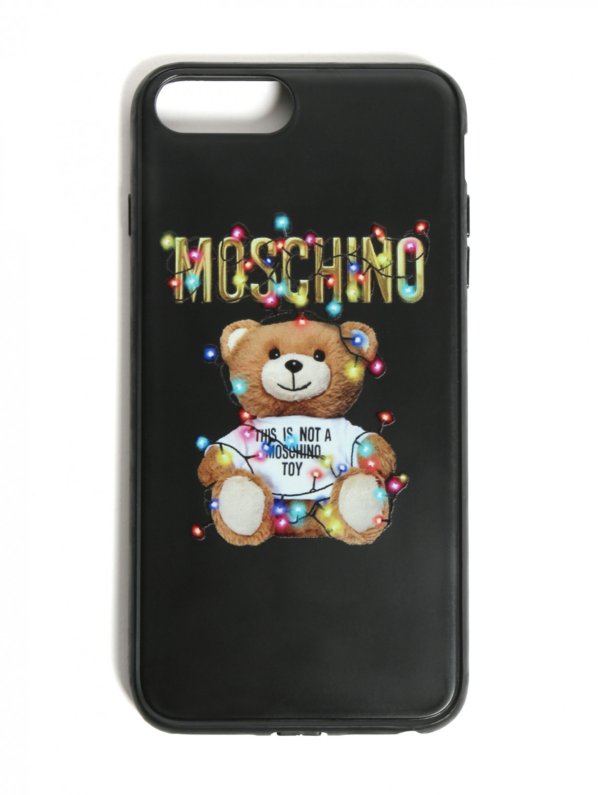 Чехол для IPhone Xs с узором Moschino  –  Общий вид  – Цвет:  Черный