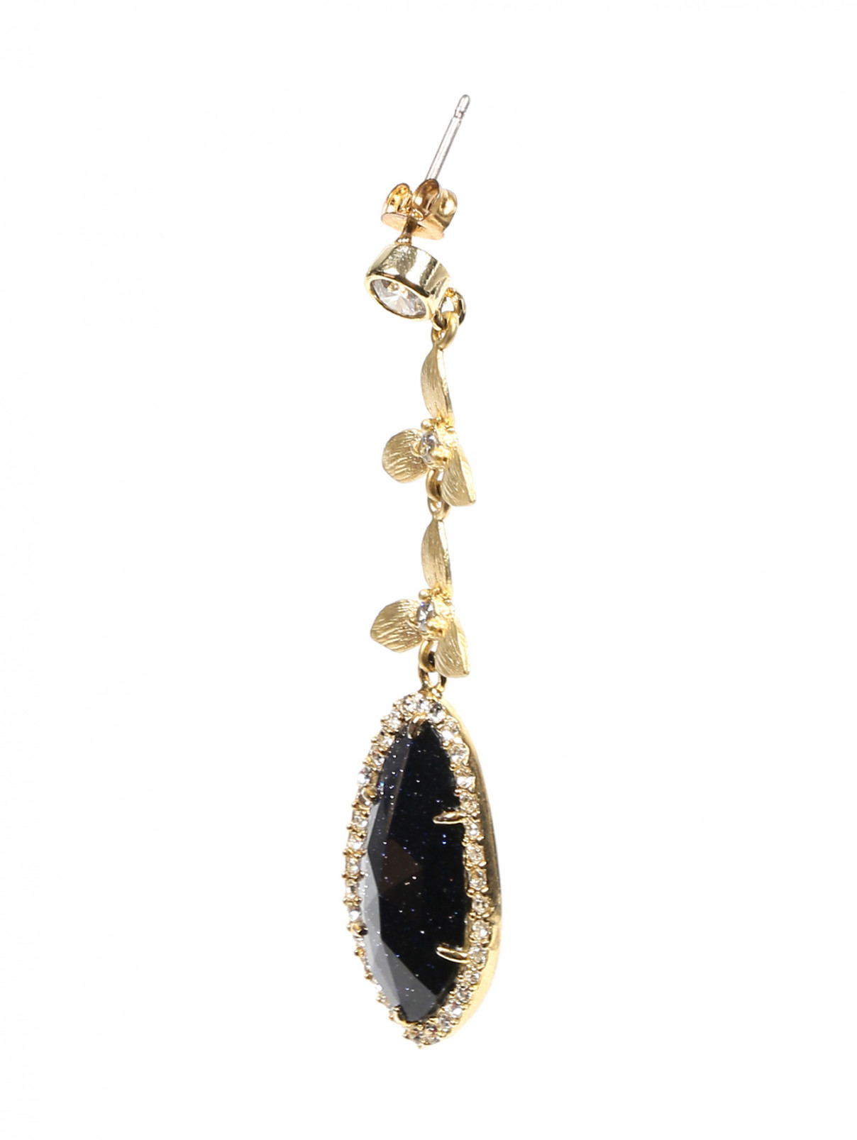 Серьги с камнем декорированные кристаллами Boonpa  –  Обтравка1  – Цвет:  Золотой