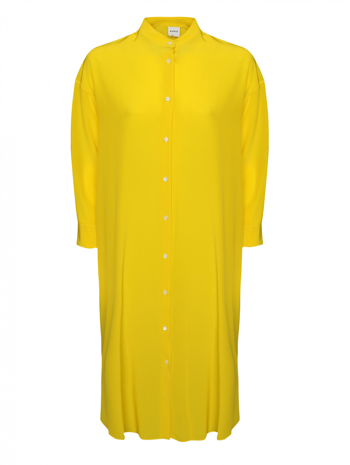 Платье рубашка из шелка прямого кроя Aspesi  –  Общий вид  – Цвет:  Желтый