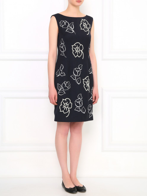 Платье-футляр из шерсти с вышивкой  Moschino - Модель Общий вид