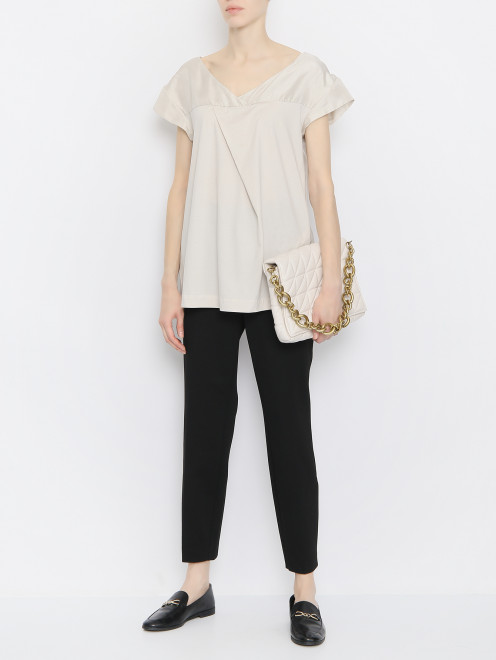 Блуза из шелка и хлопка с коротким рукавом TWINSET - МодельОбщийВид