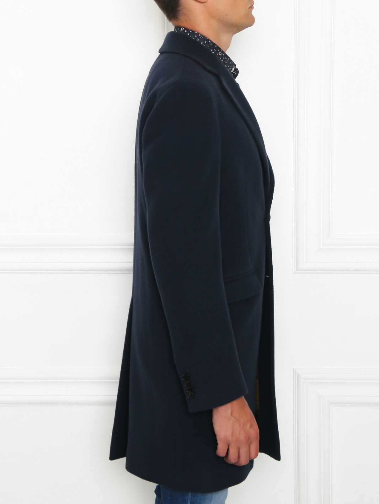Классическое однобортное пальто из шерсти и кашемира Etro  –  МодельВерхНиз2  – Цвет:  Синий