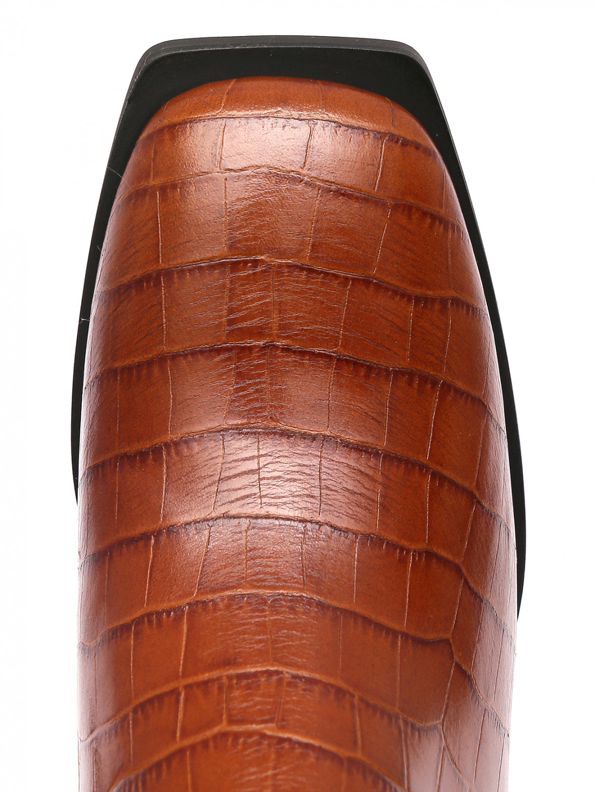 Ботильоны из фактурной кожи на устойчивом каблуке Max&Co  –  Обтравка3  – Цвет:  Коричневый