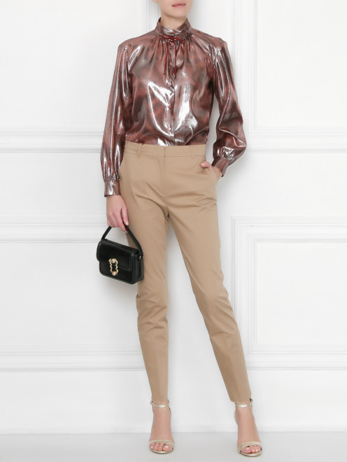 Блуза шелковая прямого кроя с воротником стойкой Max&Co - МодельОбщийВид