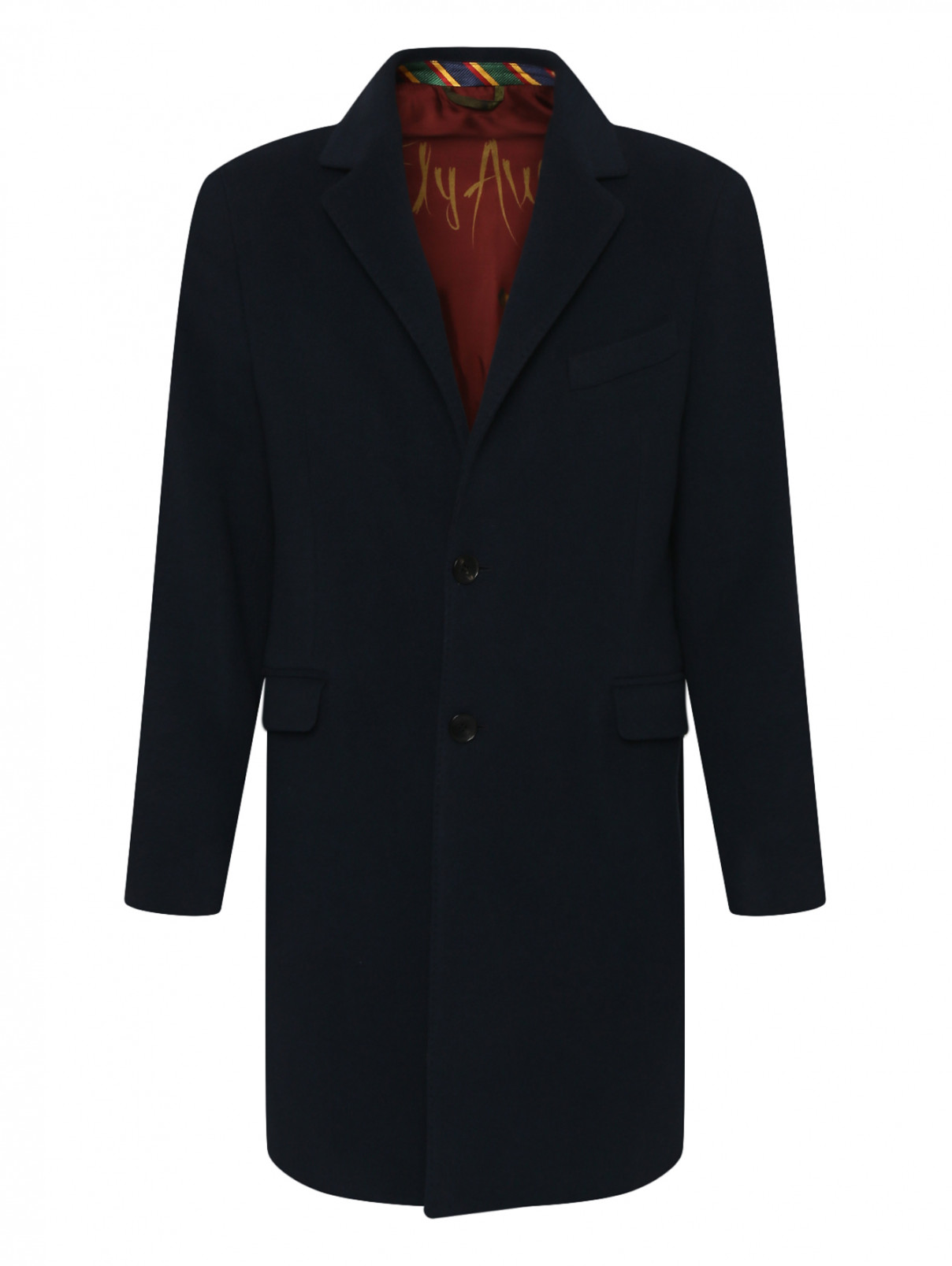 Классическое однобортное пальто из шерсти и кашемира Etro  –  Общий вид  – Цвет:  Синий