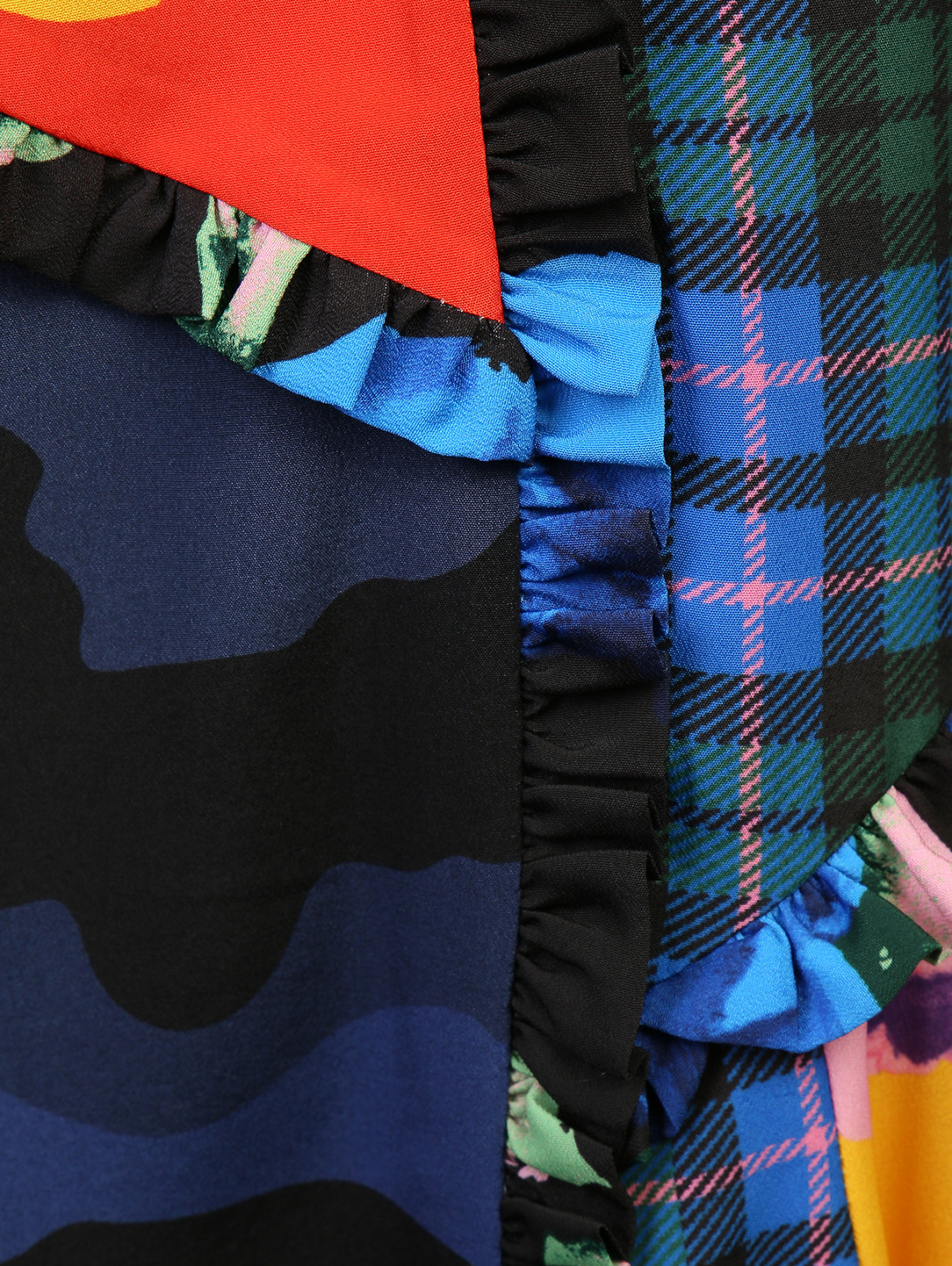 Юбка из ткани с принтом с оборками MSGM  –  Деталь  – Цвет:  Синий