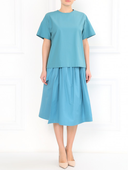 Многослойная юбка из хлопка с боковыми карманами Jil Sander - Модель Общий вид
