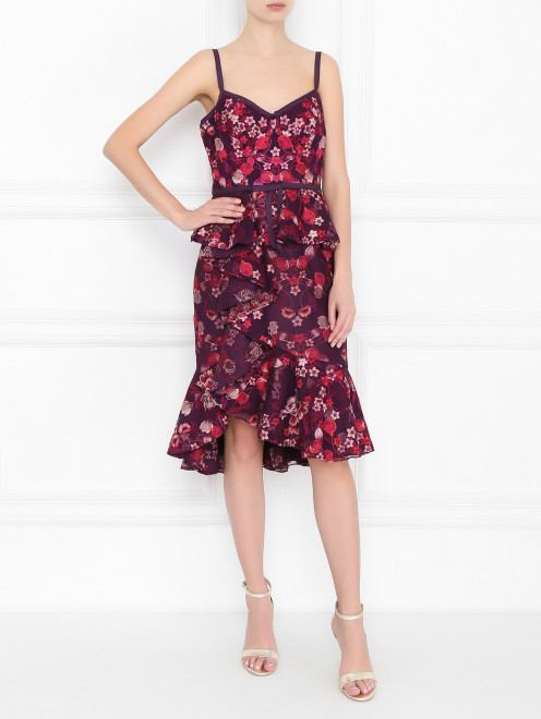 Платье с цветочным узором Marchesa - МодельОбщийВид