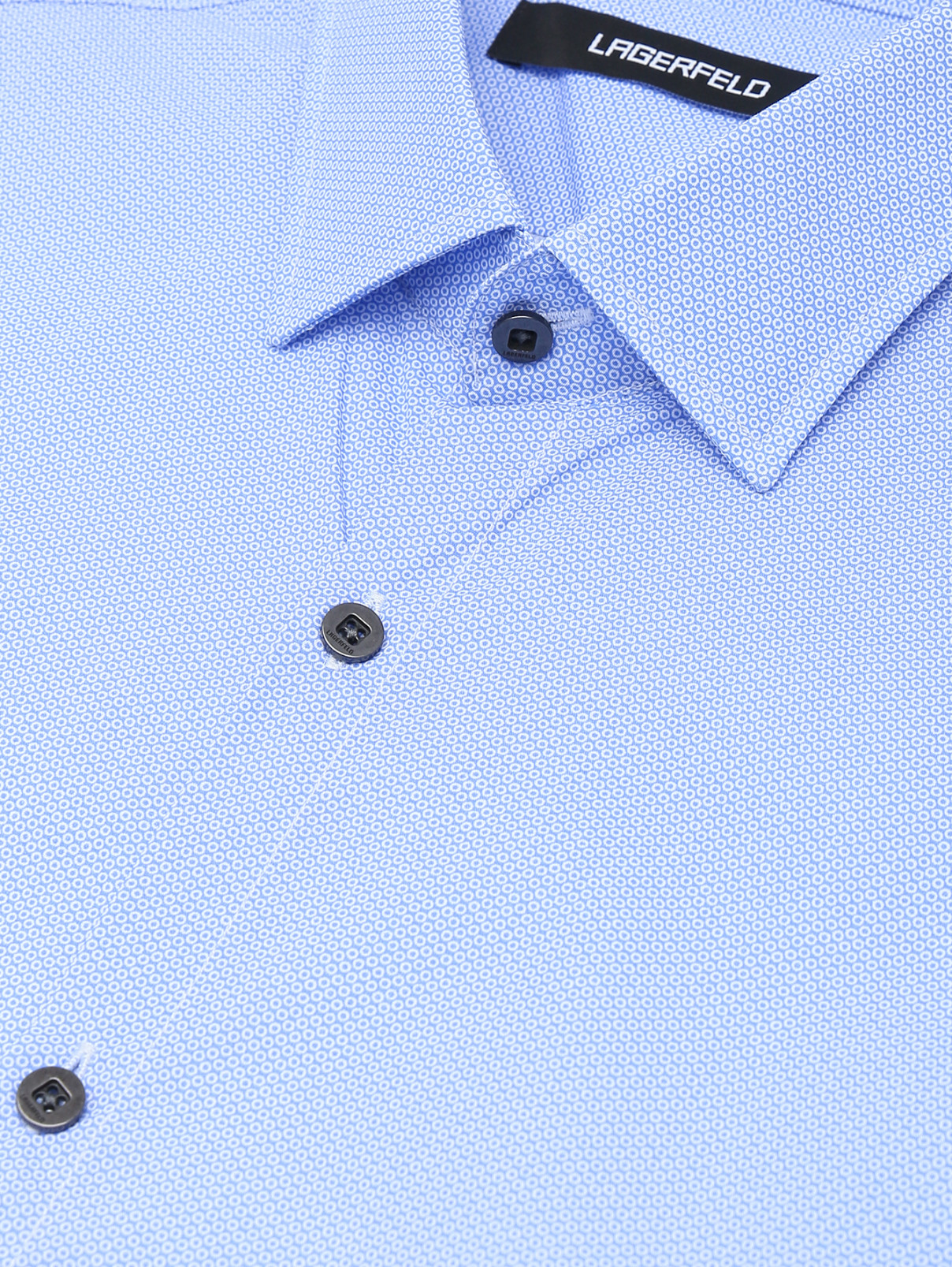 Рубашка из хлопка с узором Lagerfeld  –  Деталь  – Цвет:  Синий