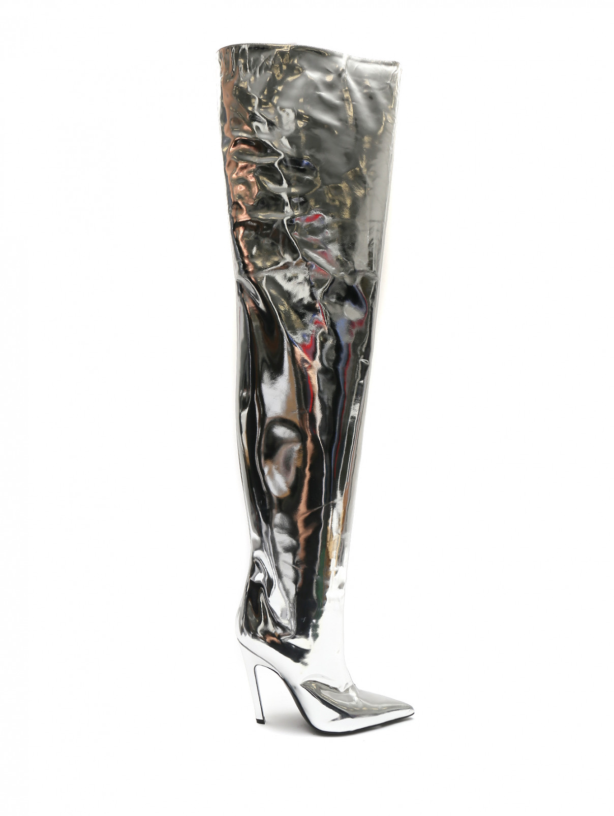 Ботфорты из кожи на шпильке Balenciaga  –  Обтравка1  – Цвет:  Металлик