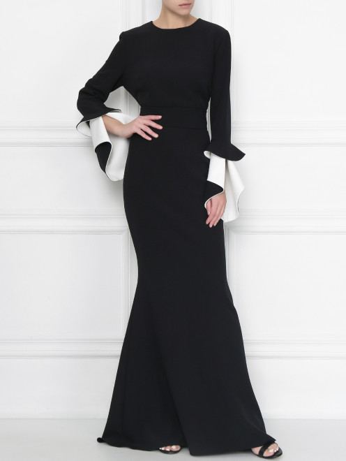 платье-макси приталенное с контрастными вставками на рукавах Safiyaa - МодельОбщийВид