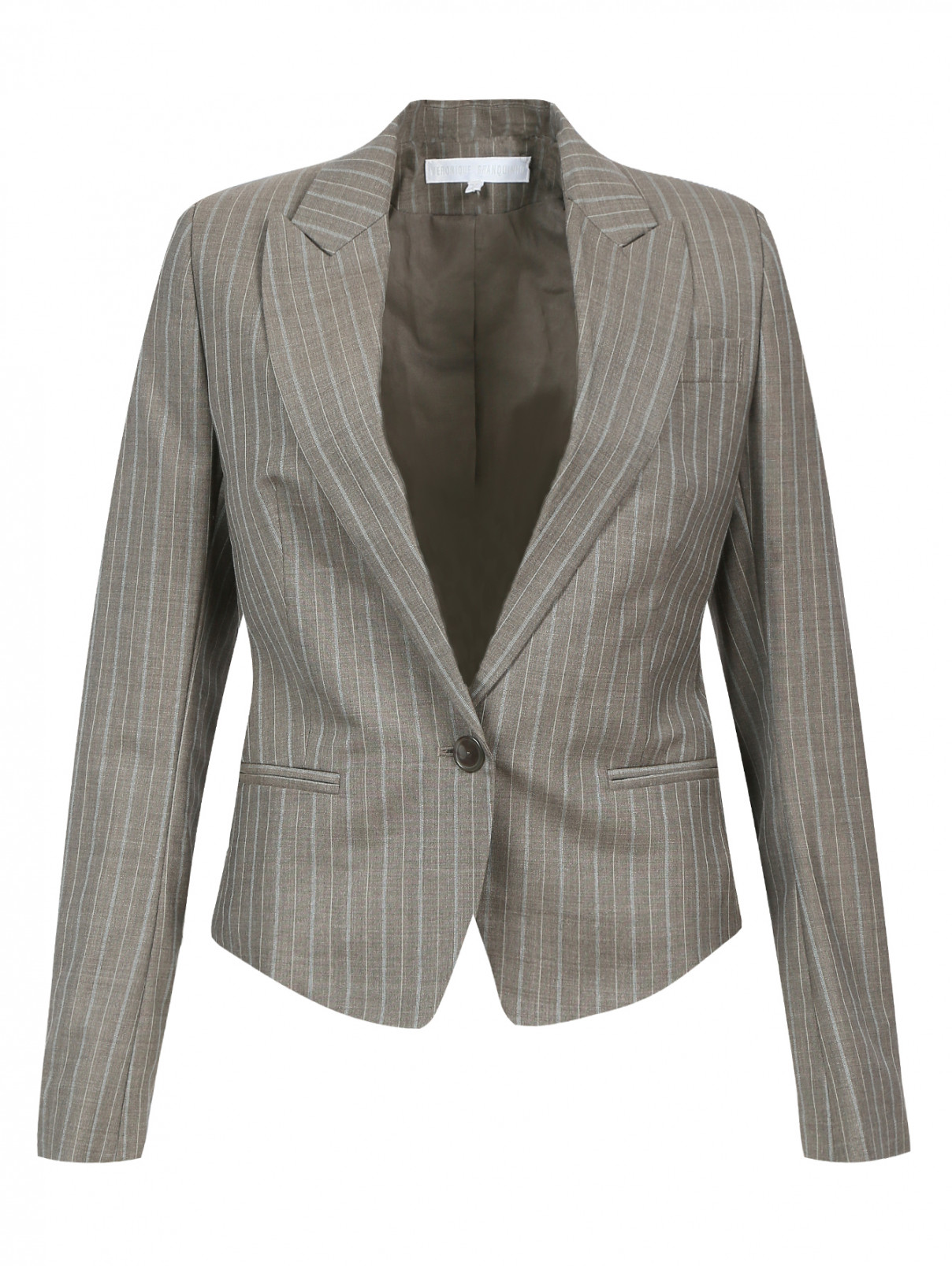 Пиджак из шерсти с узором "полоска" Veronique Branquinho  –  Общий вид  – Цвет:  Серый