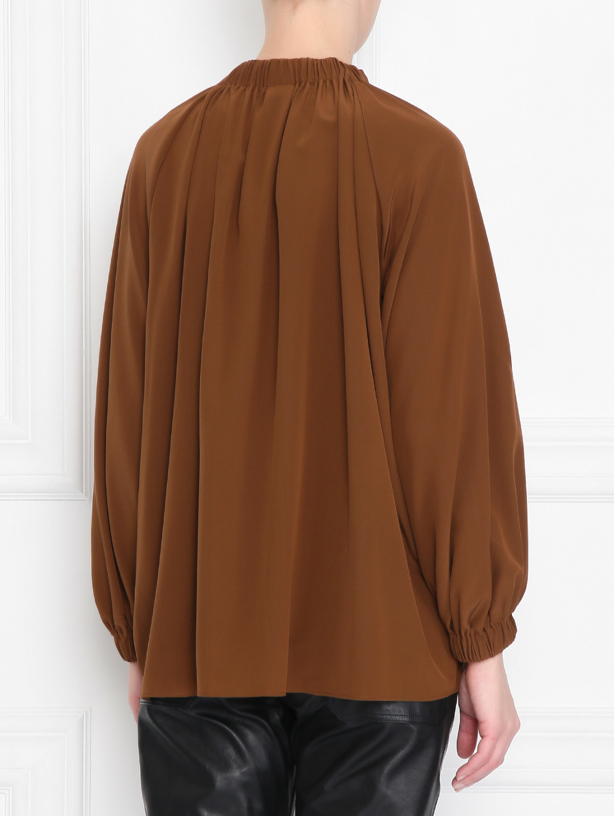 Блуза из шелка свободного кроя Aspesi  –  МодельВерхНиз1  – Цвет:  Коричневый