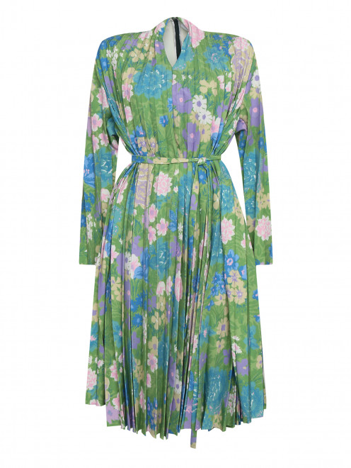 Платье плиссированное с цветочным принтом - Общий вид