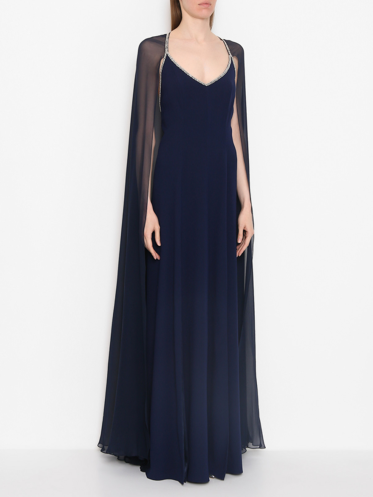 Платье-макси, декорированное кристаллами Jenny Packham  –  МодельВерхНиз  – Цвет:  Синий