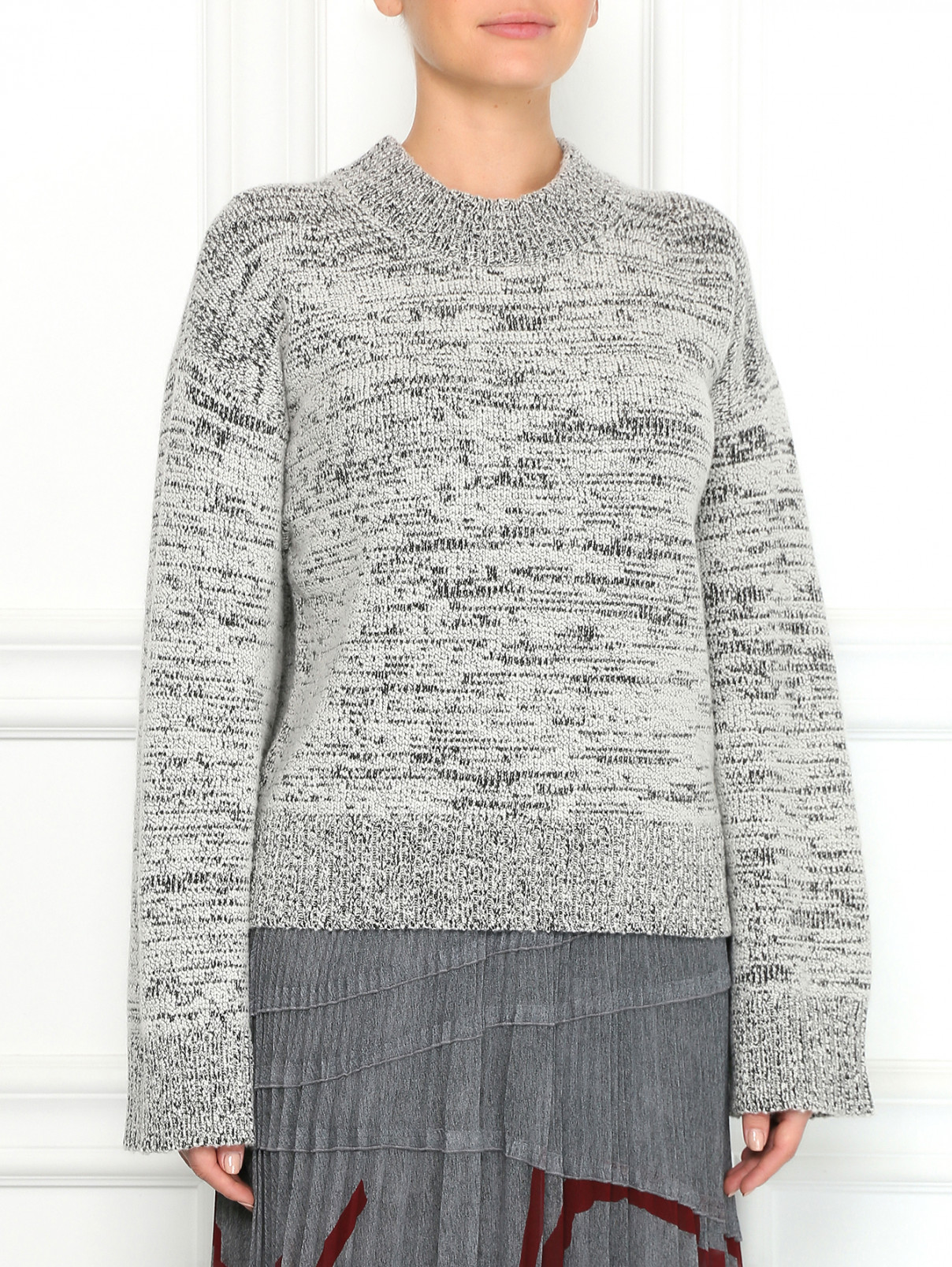 Джемпер из смешанной шерсти свободного кроя DKNY  –  Модель Верх-Низ  – Цвет:  Серый