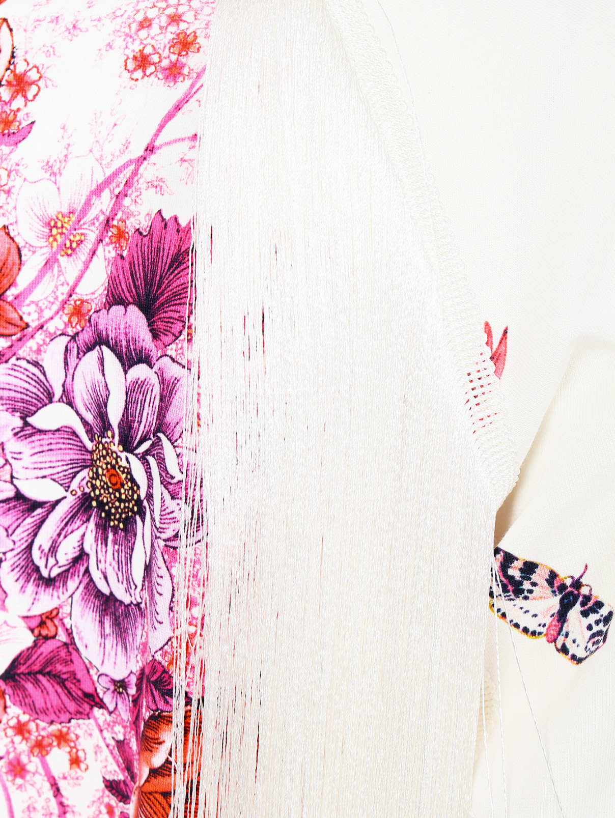 Свитшот из хлопка с цветочным принтом с бахромой Giamba  –  Деталь1  – Цвет:  Узор